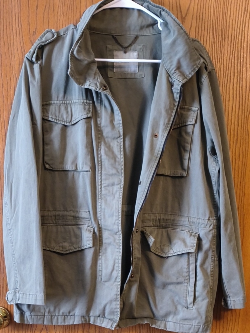 Military-Style Field Jacket - Olive Green